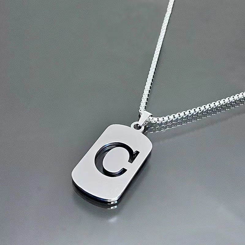 26-Letter English Alphabet Necklace Titanium Steel Necklace Male And Female Student Couple Clothing Accessories Niche Design Simple And Versatile - Image 4
